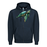 Navy sea turtle Zipper Hoodie - Artiststas