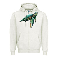 Oatmeal Heather sea turtle Zipper Hoodie - Artiststas