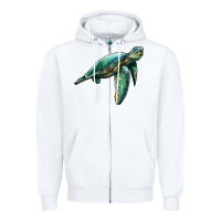 White sea turtle Zipper Hoodie - Artiststas