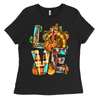 Black Love Turkey Thanksgiving Ladies Tee - texasbilliewilder