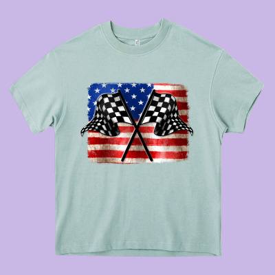 American Racing Flag Heavy Core Tee Designed By Jahusdesignshop
