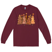 Burgundy melanin christmas trees with lights Long Sleeve Tee - FaDigitalArtStudio