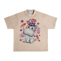 French Oak fourth of july hippopotamus Urban Heavy Tee - CowGirlArtShop