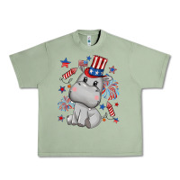 Oil Green fourth of july hippopotamus Urban Heavy Tee - CowGirlArtShop