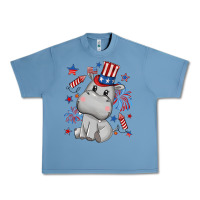 Pebble Blue fourth of july hippopotamus Urban Heavy Tee - CowGirlArtShop