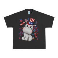 Pigment Black fourth of july hippopotamus Urban Heavy Tee - CowGirlArtShop