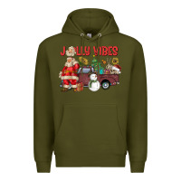 Army Green Jolly Vibes Premium Hoodie - CowhideDigitalArt