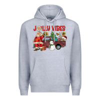 Heather Grey Jolly Vibes Premium Hoodie - CowhideDigitalArt