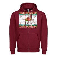 Burgundy flamingo with tropical flowers Zipper Hoodie - Artiststas