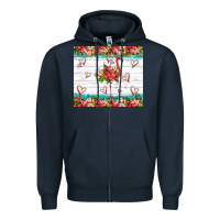 Navy flamingo with tropical flowers Zipper Hoodie - Artiststas