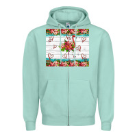 Seafoam flamingo with tropical flowers Zipper Hoodie - Artiststas