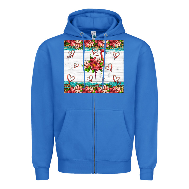 Flamingo With Tropical Flowers Zipper Hoodie by Artiststas | Teevron