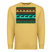 Antique Gold turquoise horse and bullskull aztec  pattern Premium Sweatshirt - BarkalooDesign