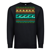 Black turquoise horse and bullskull aztec  pattern Premium Sweatshirt - BarkalooDesign