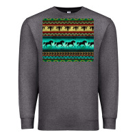 Charcoal Heather turquoise horse and bullskull aztec  pattern Premium Sweatshirt - BarkalooDesign