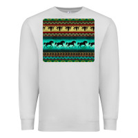 Dove Grey turquoise horse and bullskull aztec  pattern Premium Sweatshirt - BarkalooDesign