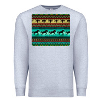 Heather Grey turquoise horse and bullskull aztec  pattern Premium Sweatshirt - BarkalooDesign
