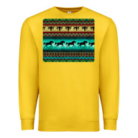 Lemon turquoise horse and bullskull aztec  pattern Premium Sweatshirt - BarkalooDesign