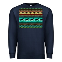Navy turquoise horse and bullskull aztec  pattern Premium Sweatshirt - BarkalooDesign