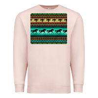 Pale Pink turquoise horse and bullskull aztec  pattern Premium Sweatshirt - BarkalooDesign
