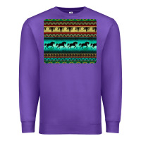 Purple turquoise horse and bullskull aztec  pattern Premium Sweatshirt - BarkalooDesign