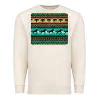 Sandshell turquoise horse and bullskull aztec  pattern Premium Sweatshirt - BarkalooDesign