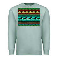 Seafoam turquoise horse and bullskull aztec  pattern Premium Sweatshirt - BarkalooDesign