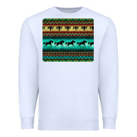 White turquoise horse and bullskull aztec  pattern Premium Sweatshirt - BarkalooDesign