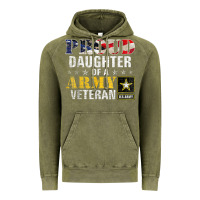 Vintage Olive proud daughter of a army veteran american flag military gift Vintage Hoodie - longCreatives