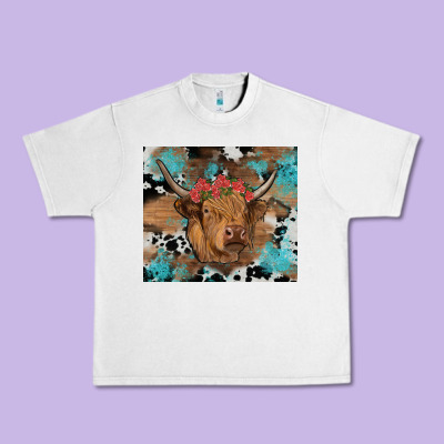 Western Roses Cow Urban Heavy Tee Designed By Ranaportraitstore