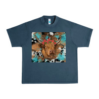 Midnight Navy western roses cow Urban Heavy Tee - RanaPortraitStore