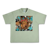 Oil Green western roses cow Urban Heavy Tee - RanaPortraitStore