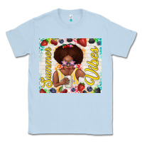 Dusty Blue summer vibes afro kid Classic Tee - TumblerDesignByShophia
