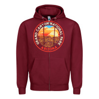 Burgundy Vintage Grand Canyon National Park Retro 80s Graphic Zipper Hoodie - longCreatives