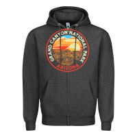 Charcoal Heather Vintage Grand Canyon National Park Retro 80s Graphic Zipper Hoodie - longCreatives
