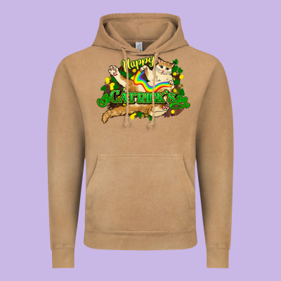 St. Patrick's Day Cat Vintage Hoodie Designed By Howdyjamesfarm
