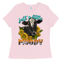 Bubblegum Pink Just a Little Moody Ladies Tee - texasbilliewilder