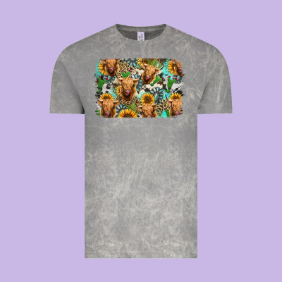 Highland Cow Western Background Vintage Tee Designed By Jasminsmagicworld
