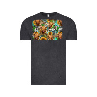 Vintage Black highland cow western background Vintage Tee - Jasminsmagicworld