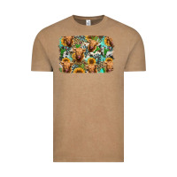 Vintage Coffee highland cow western background Vintage Tee - Jasminsmagicworld