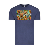 Vintage Denim highland cow western background Vintage Tee - Jasminsmagicworld