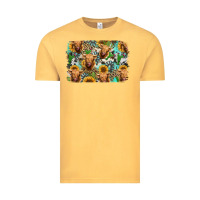 Vintage Mustard highland cow western background Vintage Tee - Jasminsmagicworld