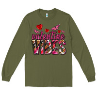 Army Green valentine vibes olivia Long Sleeve Tee - OliviaCreatesArt