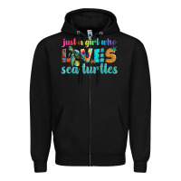 Black just a girl who loves sea turtle Zipper Hoodie - Artiststas