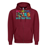 Burgundy just a girl who loves sea turtle Zipper Hoodie - Artiststas