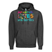 Charcoal Heather just a girl who loves sea turtle Zipper Hoodie - Artiststas