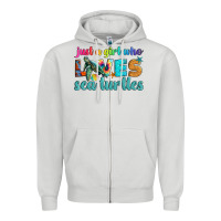 Dove Grey just a girl who loves sea turtle Zipper Hoodie - Artiststas