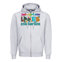 Heather Grey just a girl who loves sea turtle Zipper Hoodie - Artiststas