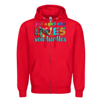 Red just a girl who loves sea turtle Zipper Hoodie - Artiststas