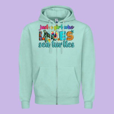 Just A Girl Who Loves Sea Turtle Zipper Hoodie Designed By Artiststas
